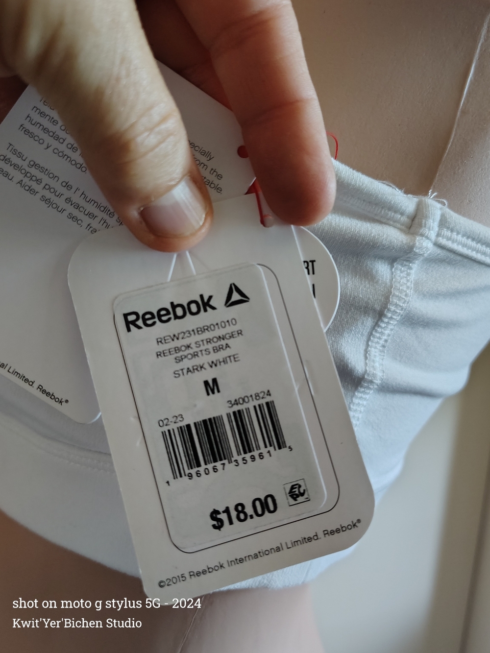 White Reebok Addy Bra Top - Picture 7 of 9
